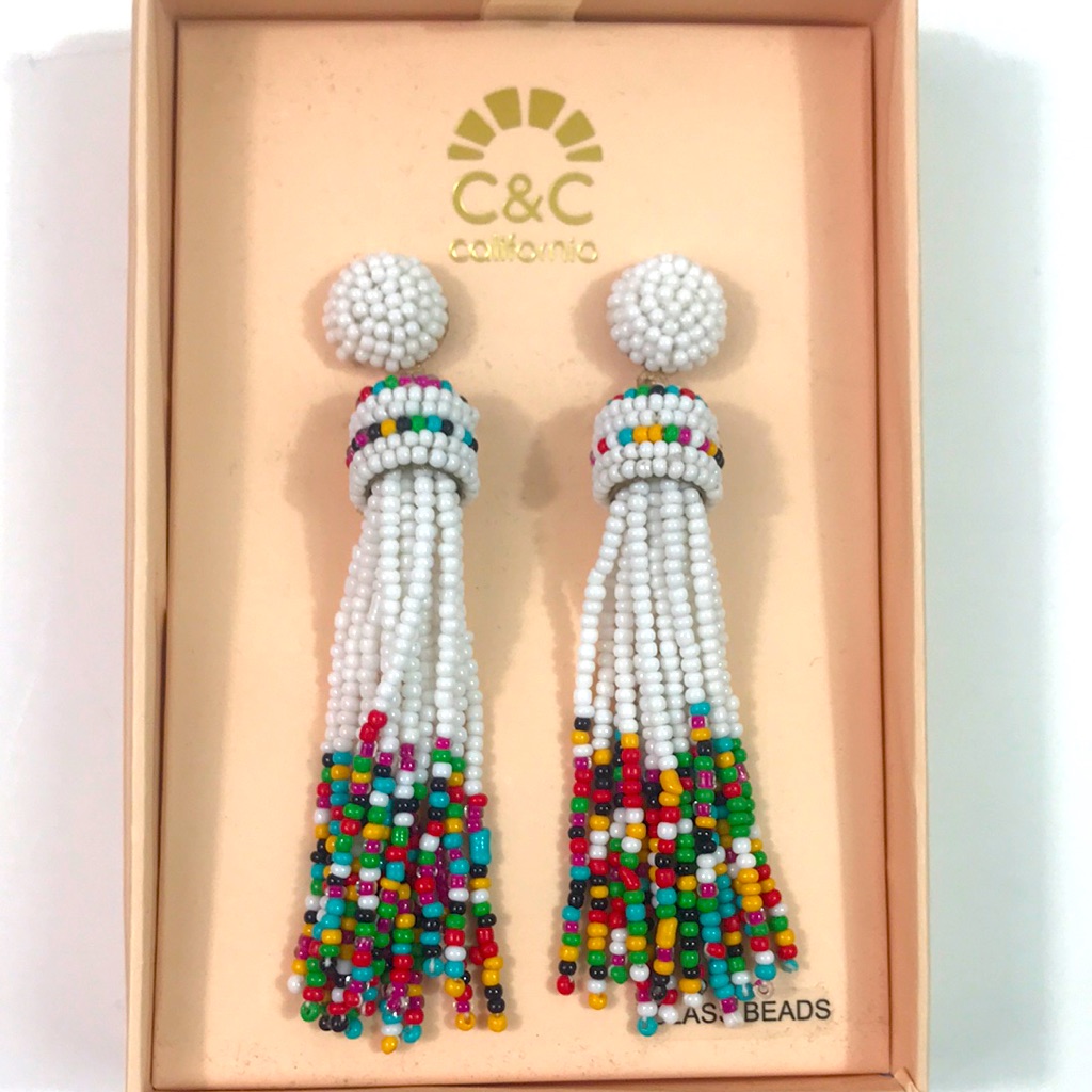 C & C California Glass Beaded Earrings, Nib